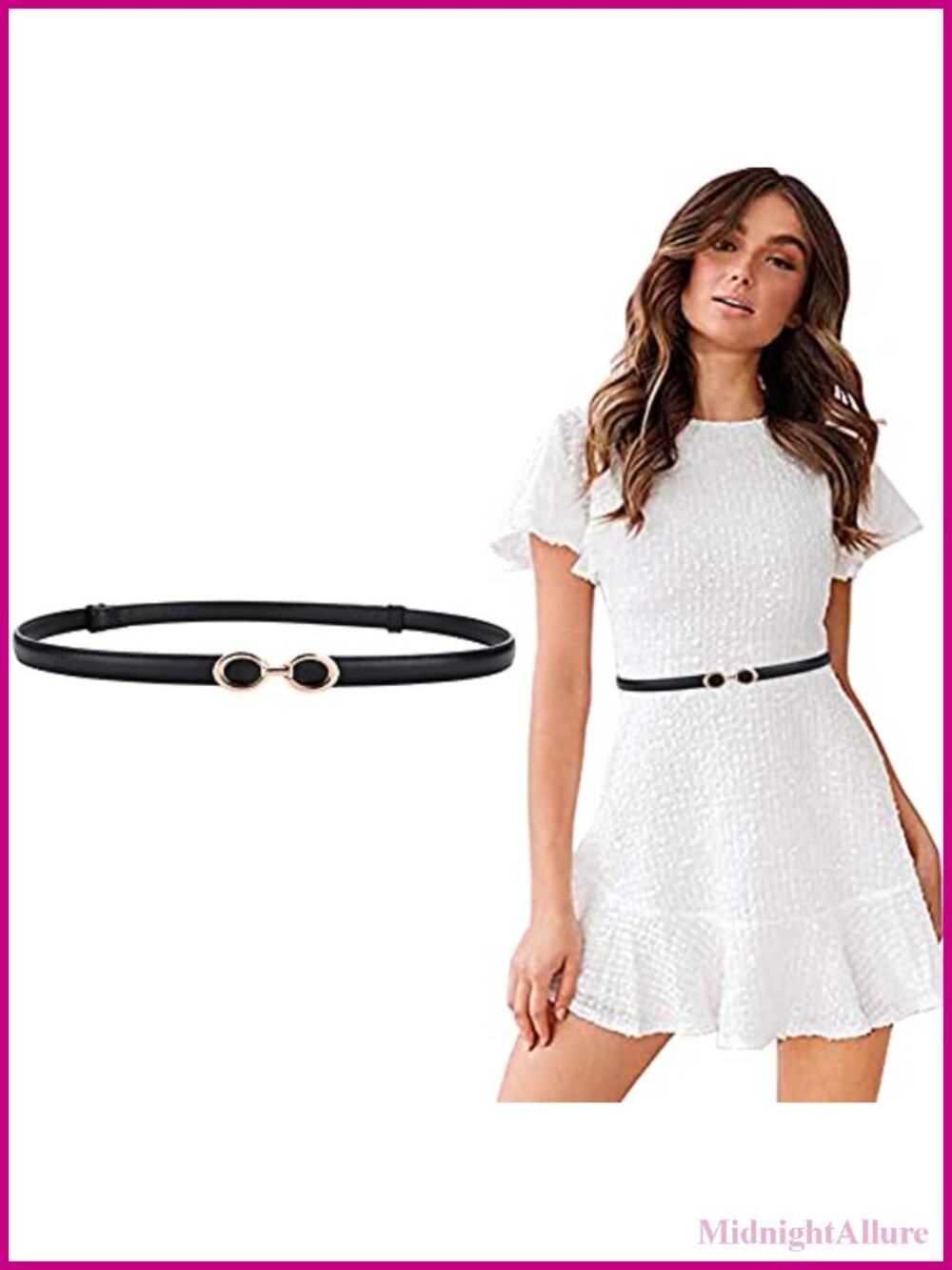 Women's Genuine Leather & PU Skinny Belt Adjustable Thin Waist Belt Golden